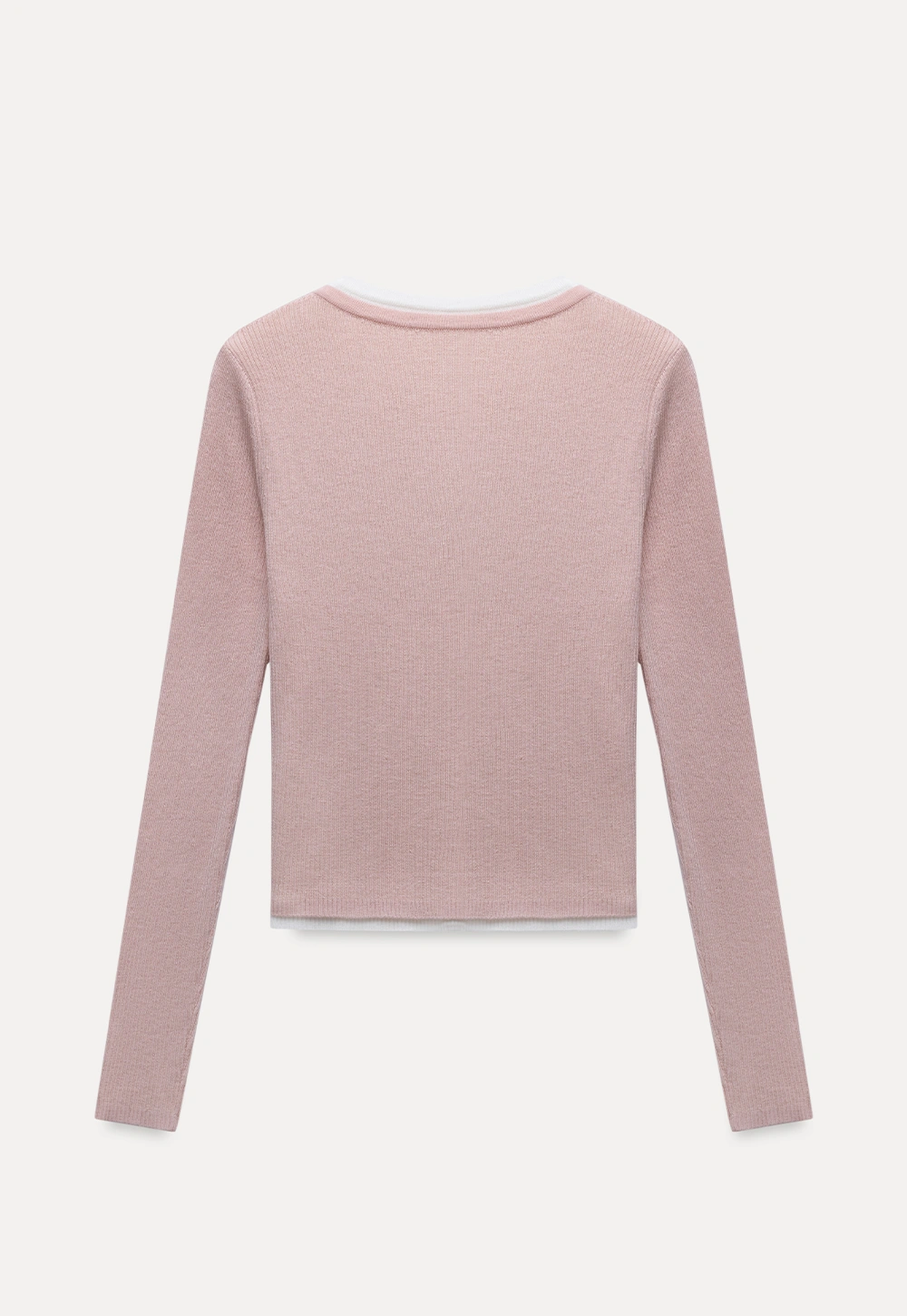 Contrast Layered Knit Long Sleeve Top