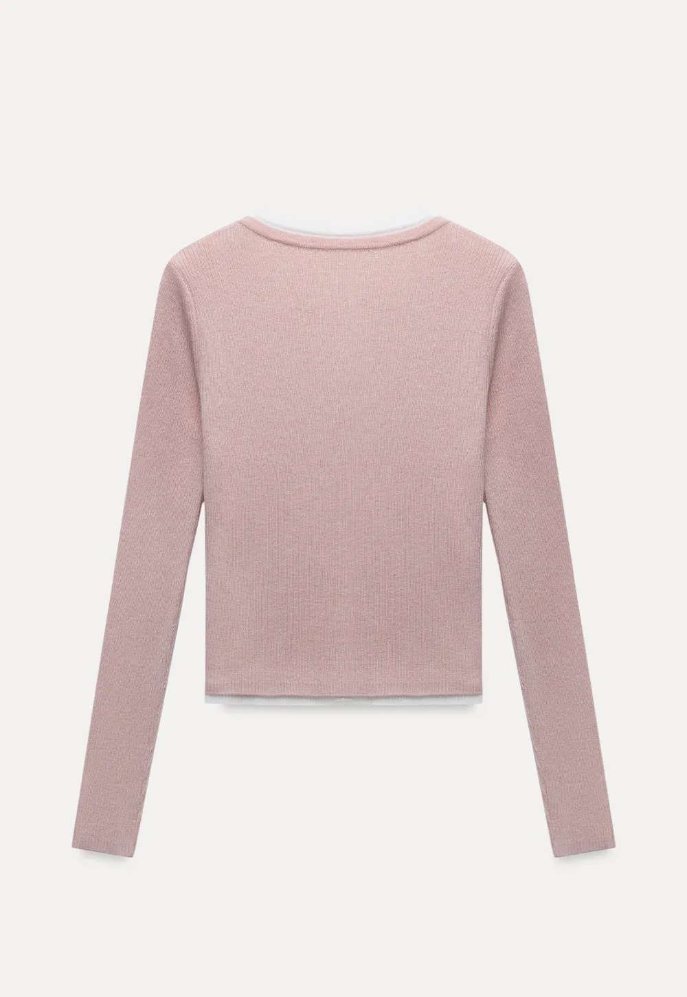 Contrast Layered Knit Long Sleeve Top