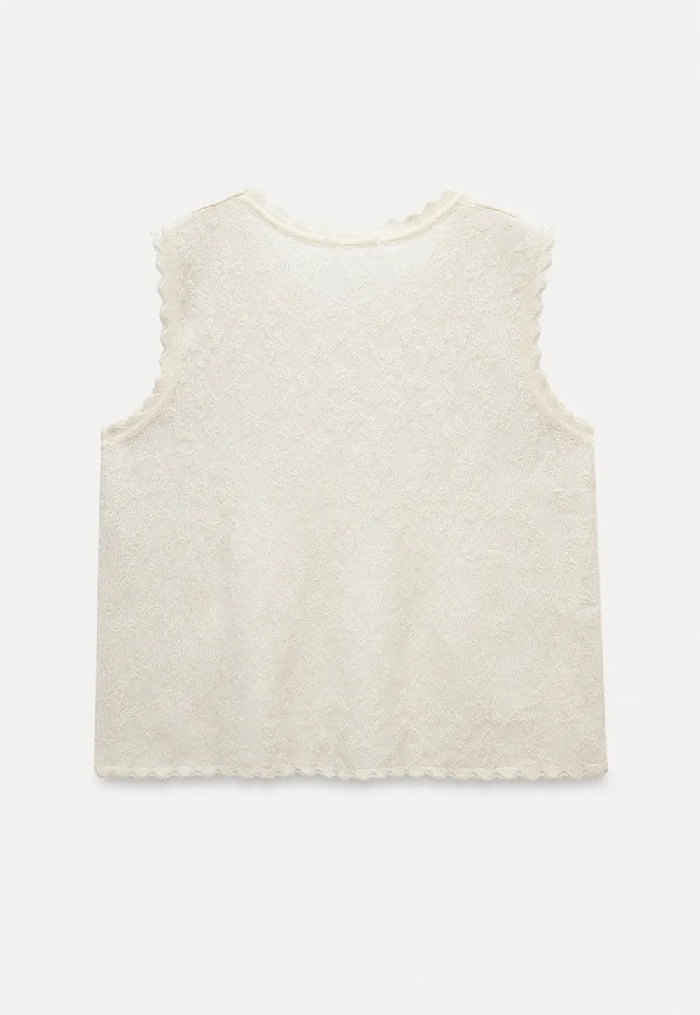 Women’s Sleeveless Lace Top with Scalloped Trim