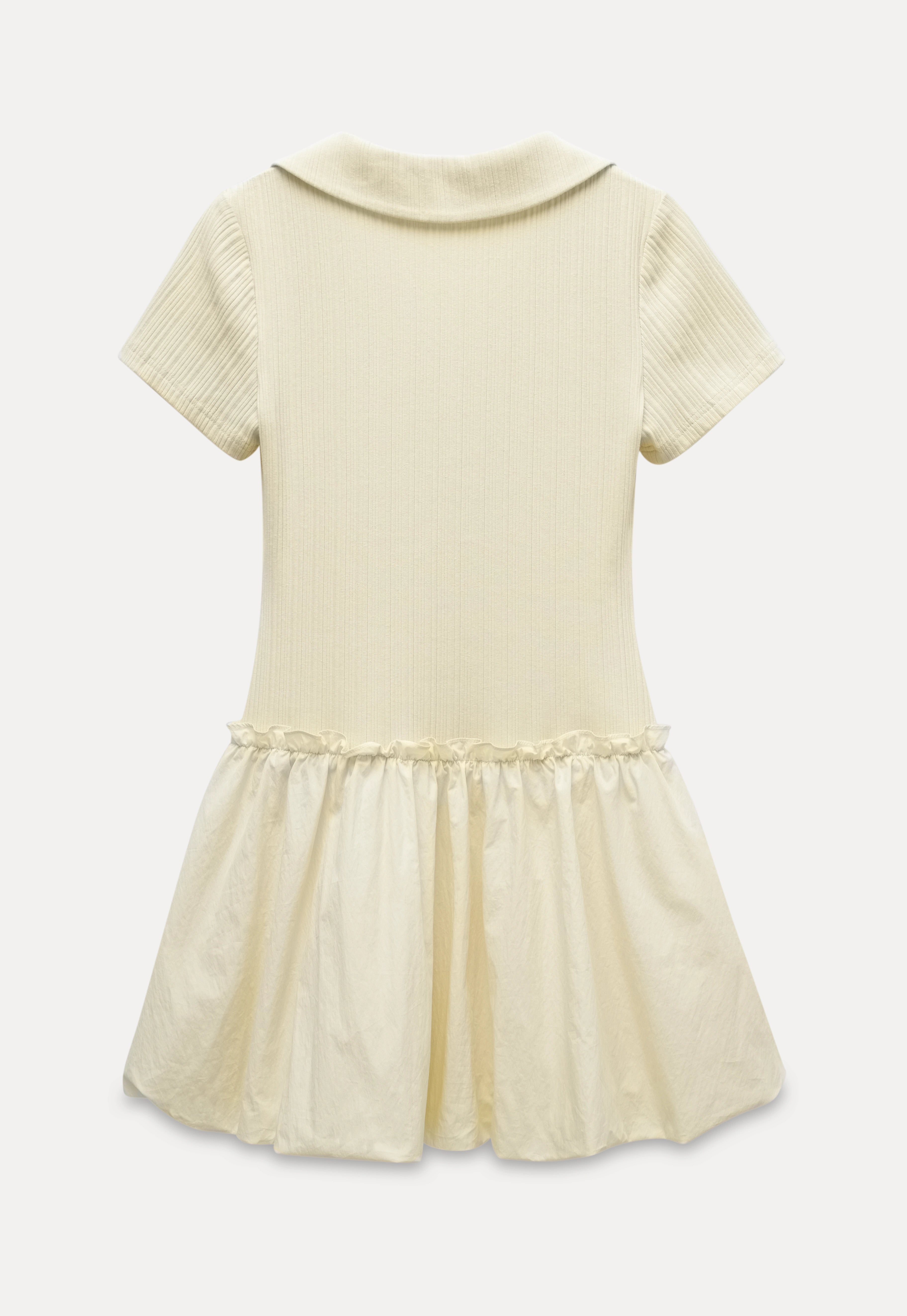 Women's Collared Knit Dress with Bow Tie and Ruffle Hem