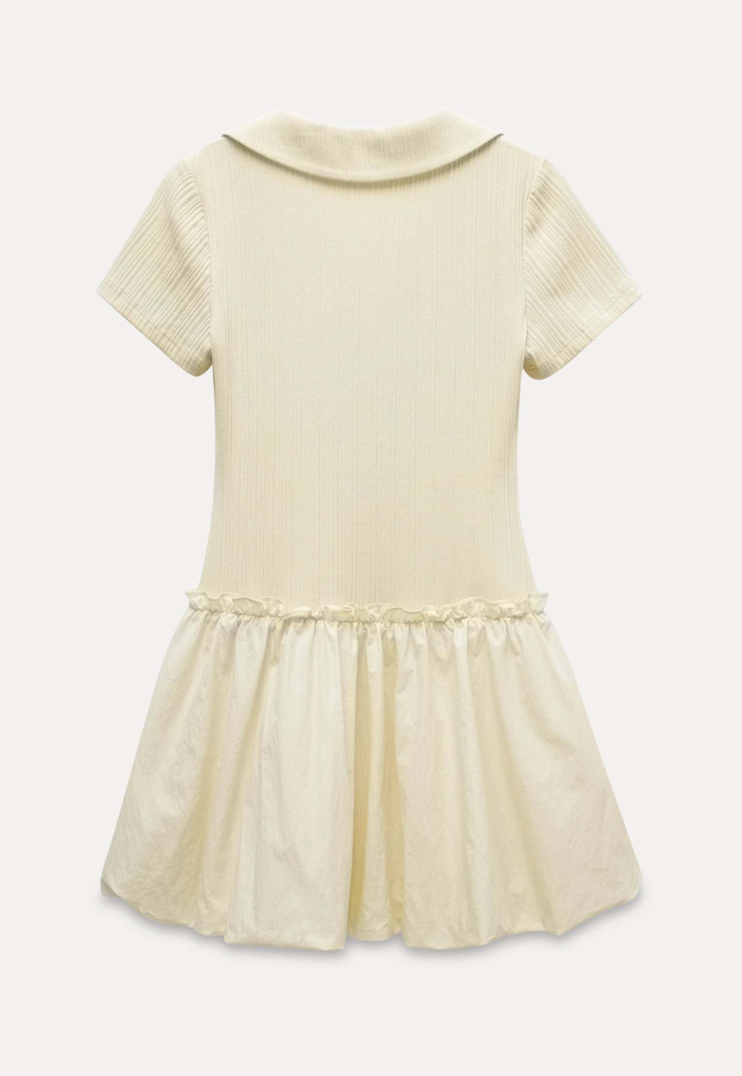 Women's Collared Knit Dress with Bow Tie and Ruffle Hem