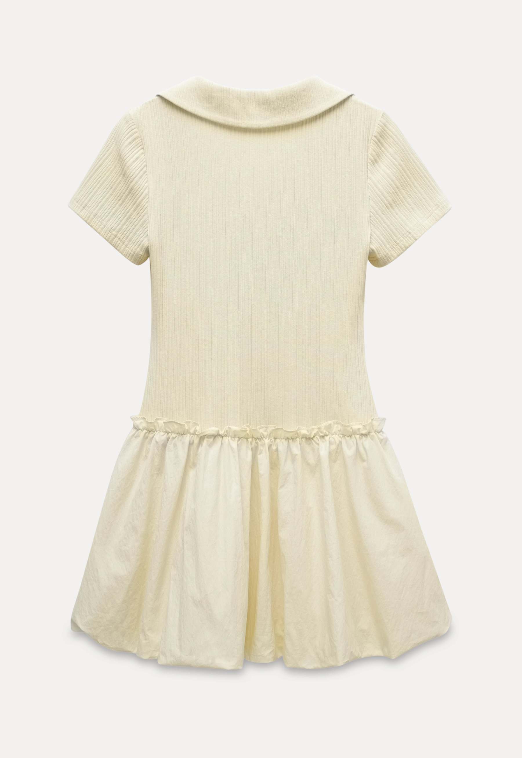 Women's Collared Knit Dress with Bow Tie and Ruffle Hem