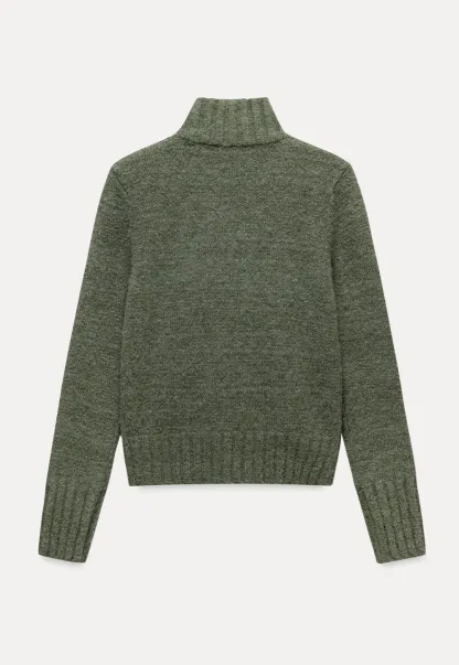 Women’s High Neck Zip Up Knit Cardigan