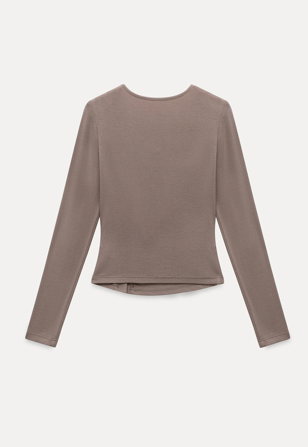 Crew Neck Long Sleeve Button Accent Top