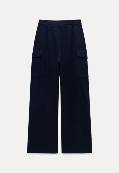 Womens Wide Leg Cargo Pants with Pockets