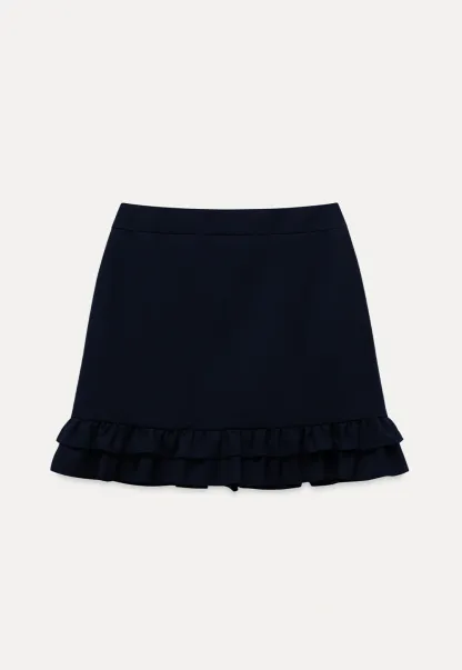 Womens Peter Pan Collar Jacket and Ruffle Hem Skirt Set