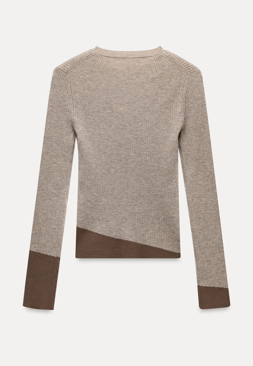 Womens Colorblock Ribbed Knit Long Sleeve Top