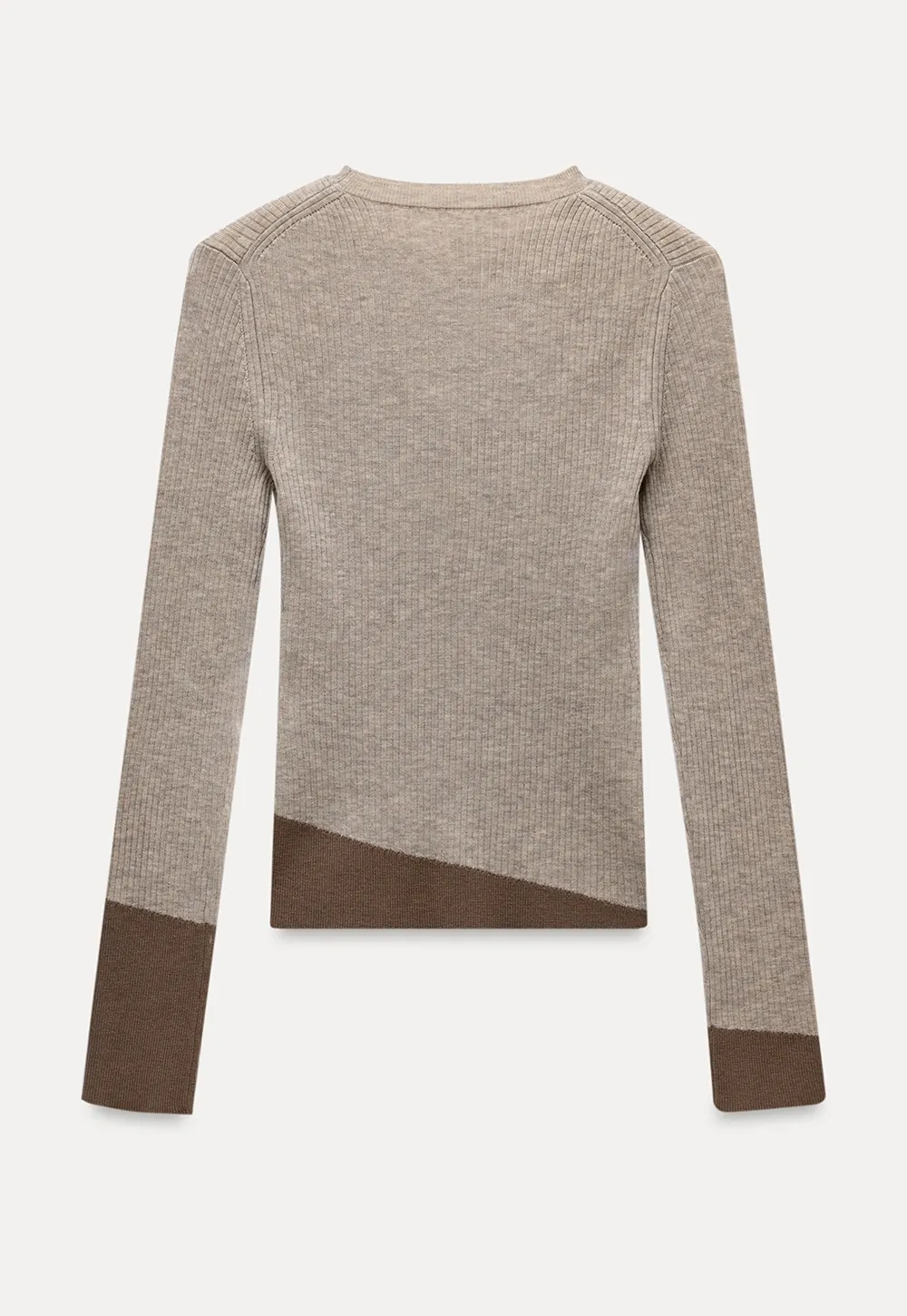 Womens Colorblock Ribbed Knit Long Sleeve Top