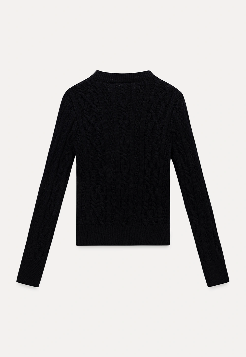 Classic Round Neck Cable Knit Slim Sweater