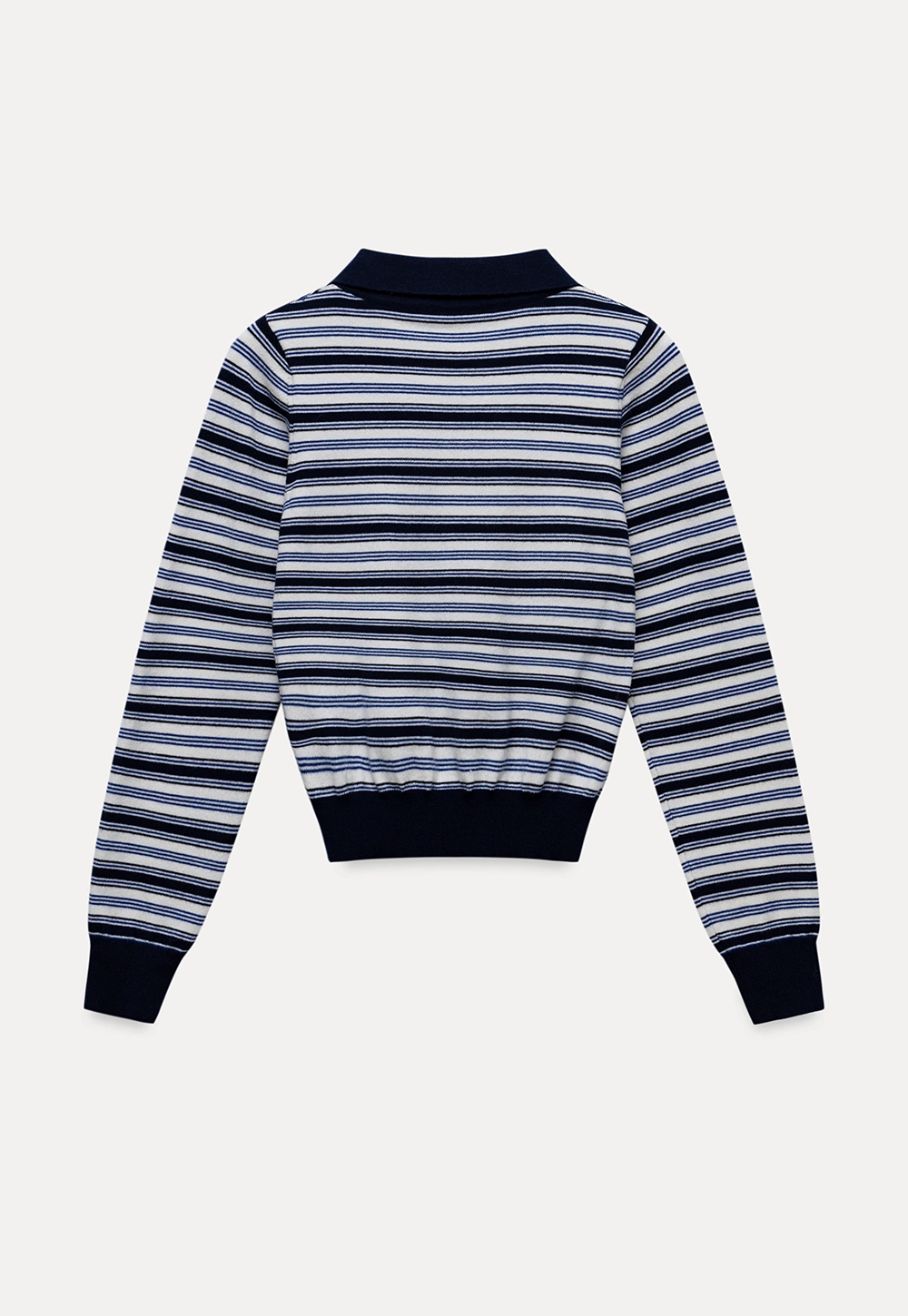 Womens Striped Knit Polo Sweater Long Sleeve