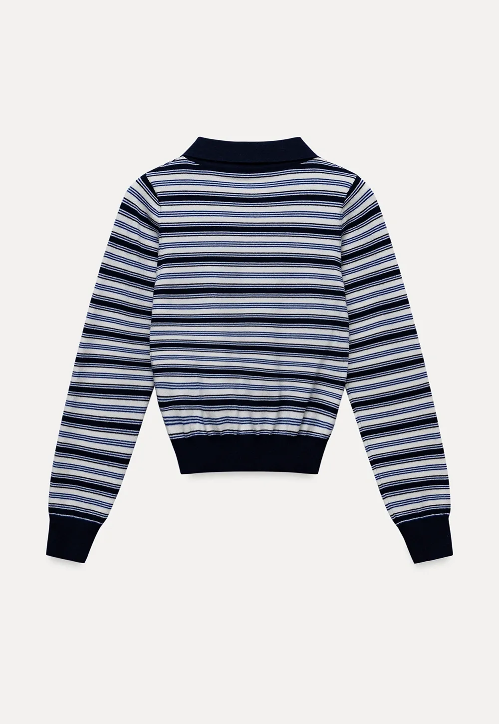 Womens Striped Knit Polo Sweater Long Sleeve