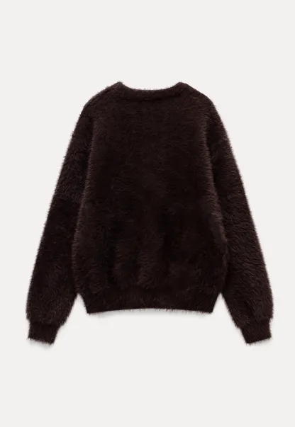 Womens Fluffy Long Sleeve Sweater