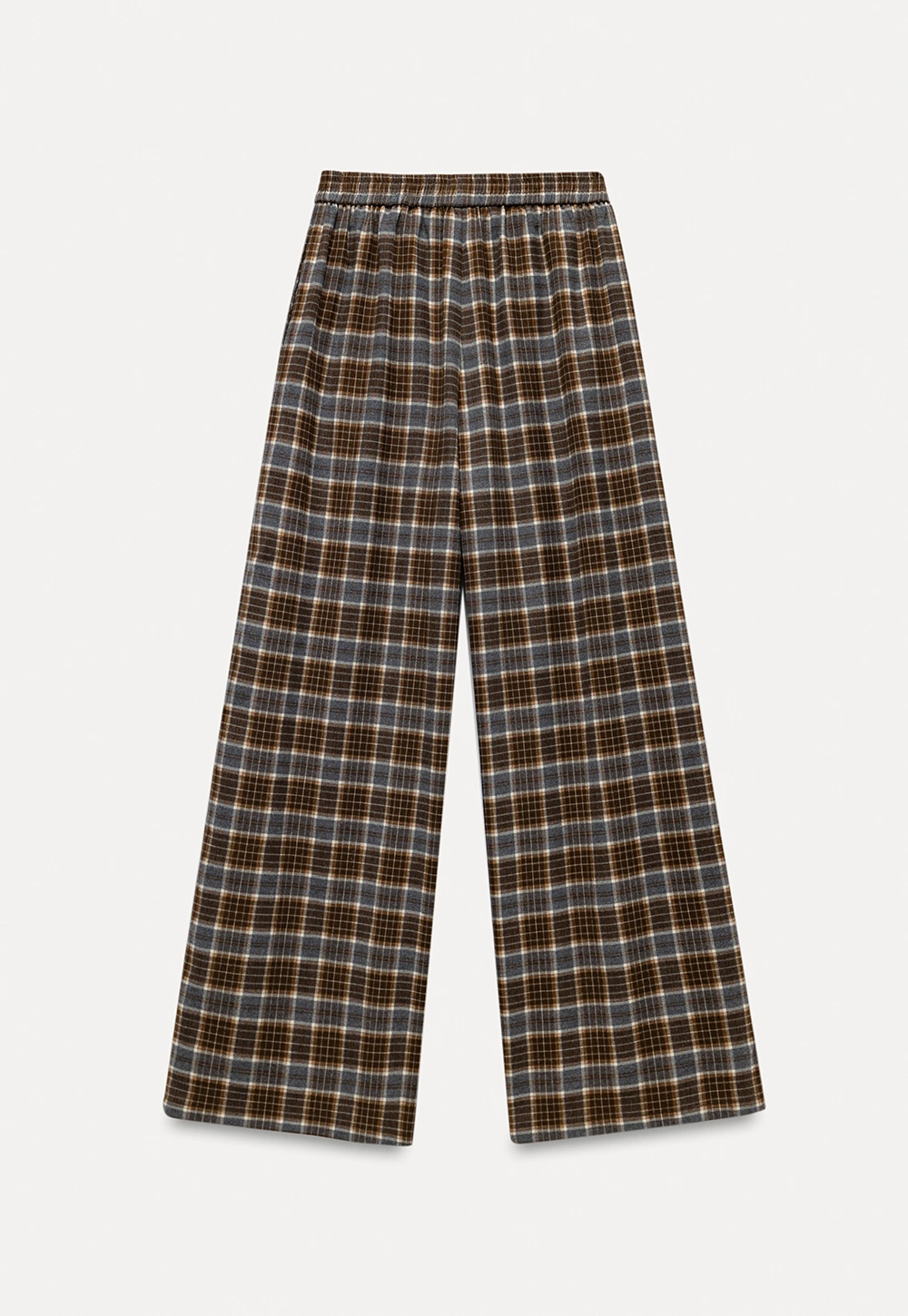 Womens Plaid Wide Leg Drawstring Pants