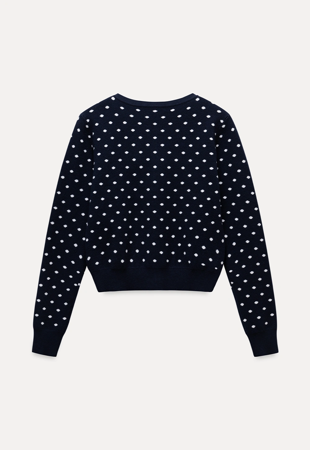 Vintage-Inspired Polka Dot Knit Cardigan