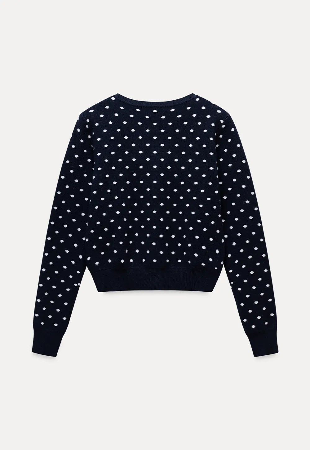 Vintage-Inspired Polka Dot Knit Cardigan