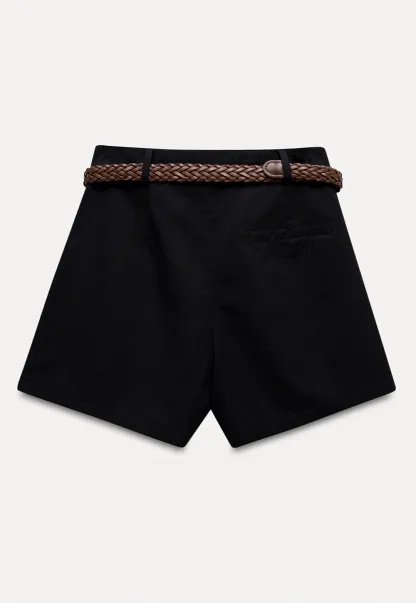 High Waist Shorts with Woven Belt
