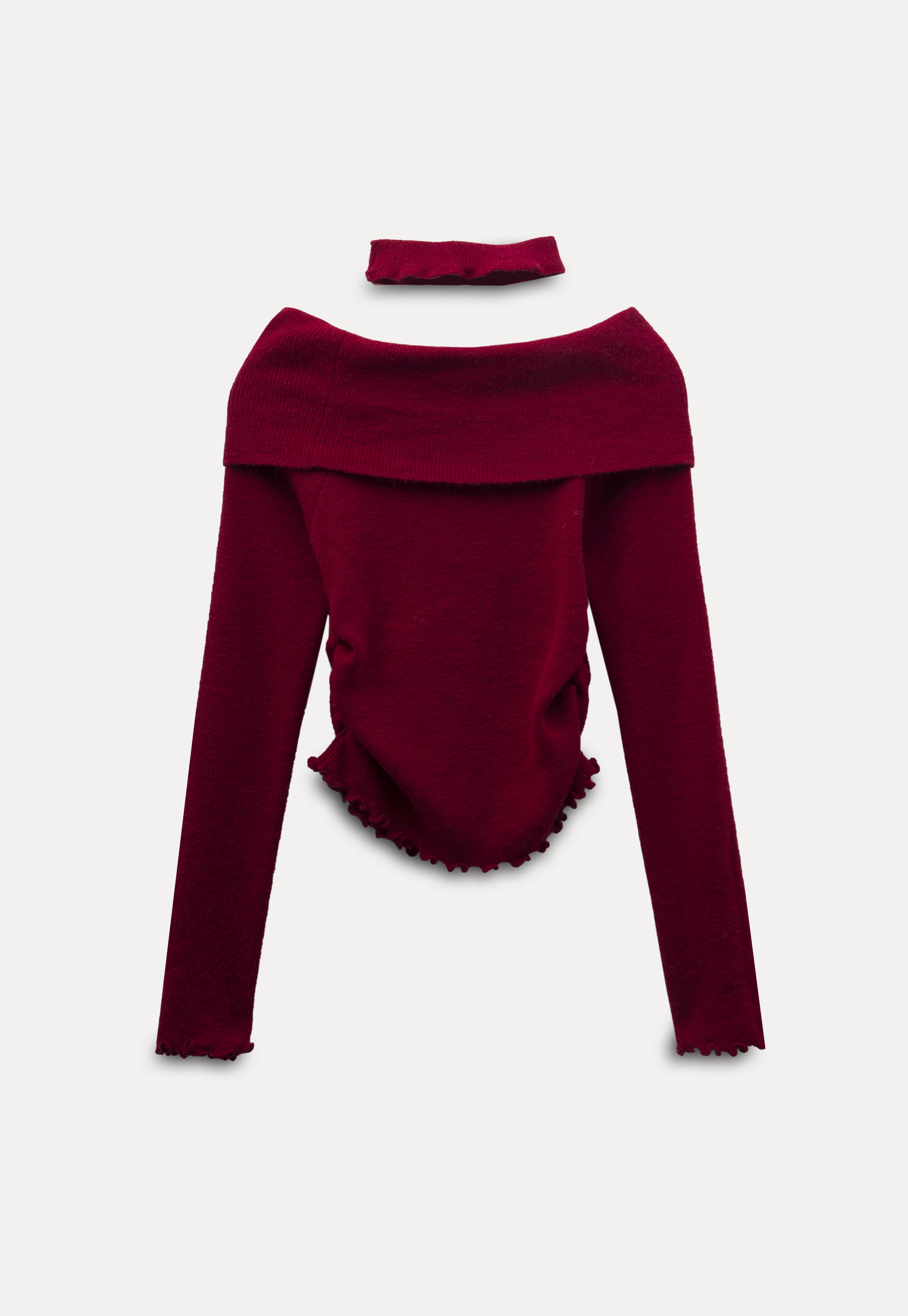 Women's Off-Shoulder Knit Top with Matching Choker – EGGKA