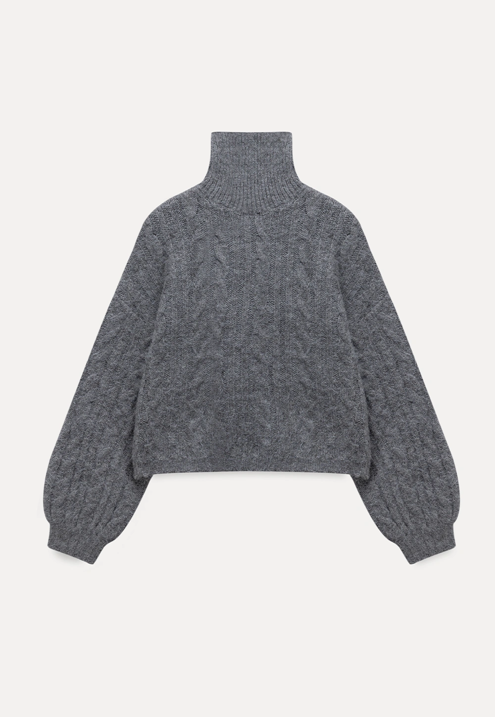 Womens High Neck Cable Knit Sweater
