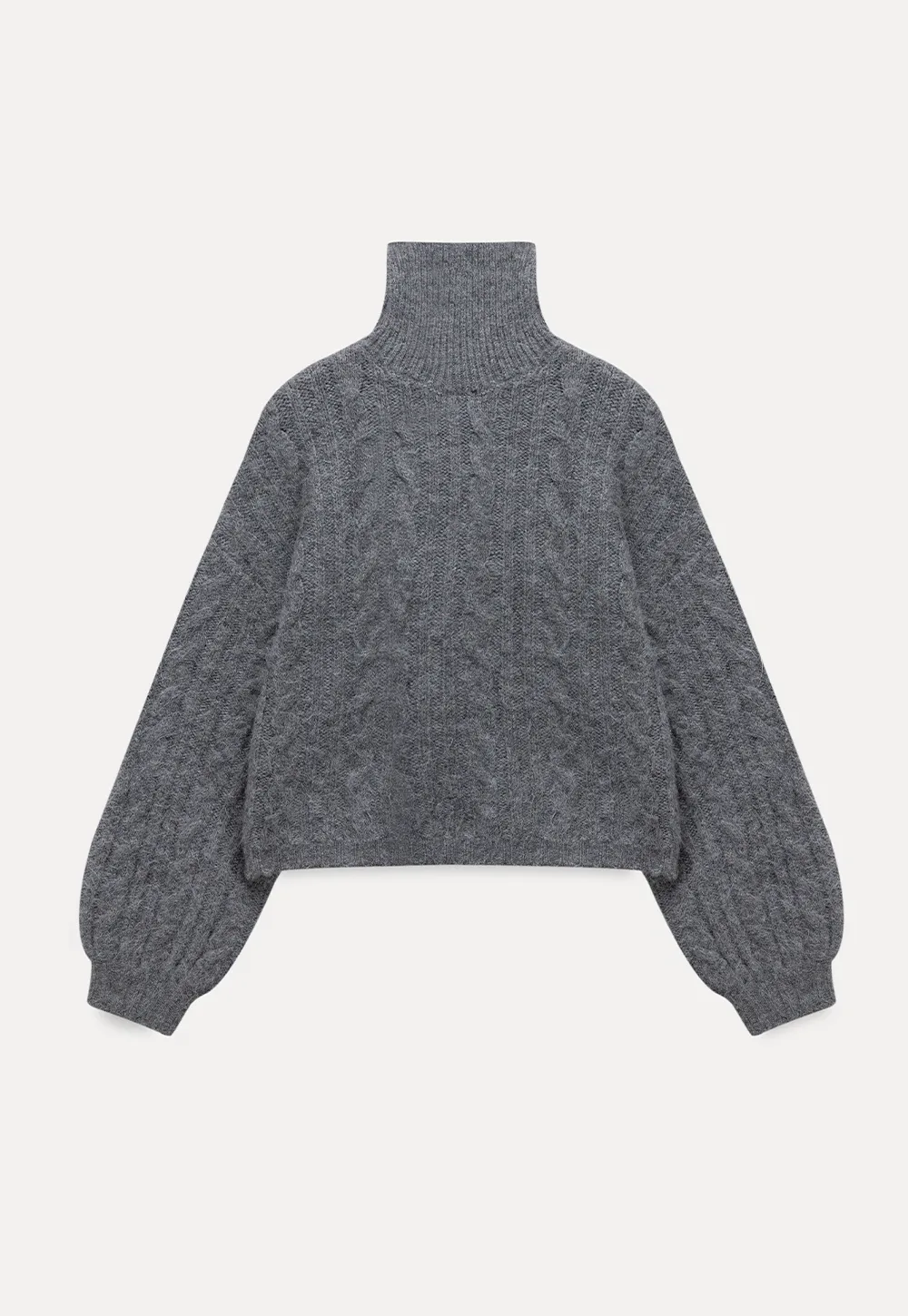 Womens High Neck Cable Knit Sweater