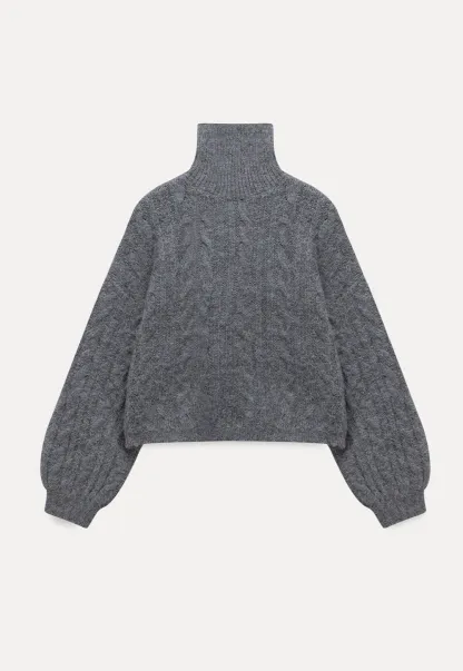 Womens High Neck Cable Knit Sweater
