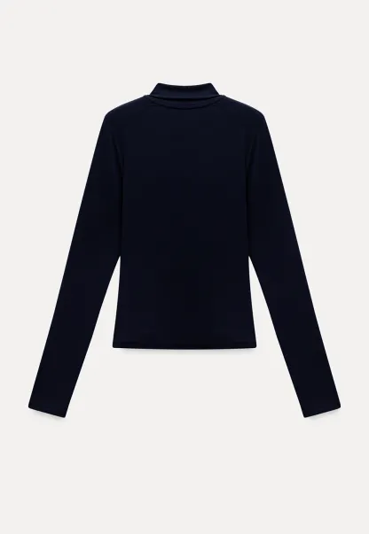 Womens Long Sleeve Tie Neck Tee