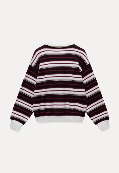 Womens Striped Polo Sweater