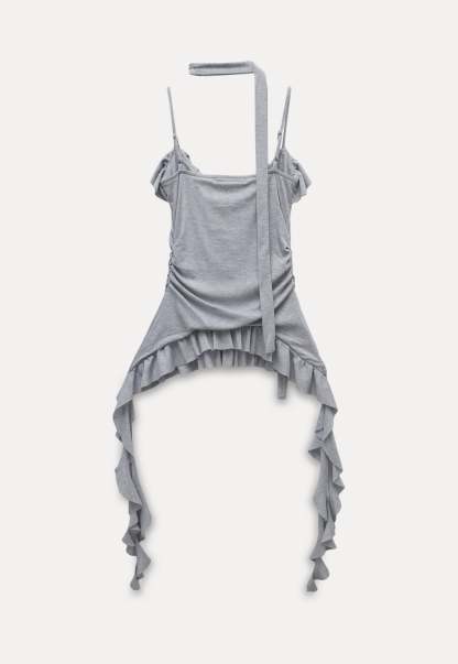 Women's Ruffled Sleeveless Top with Adjustable Tie