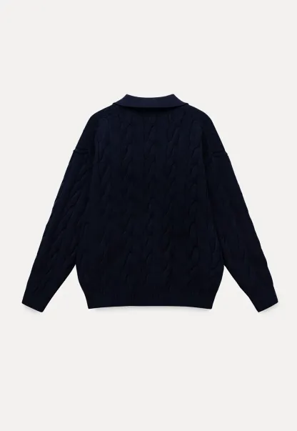 Cable Knit Polo Sweater
