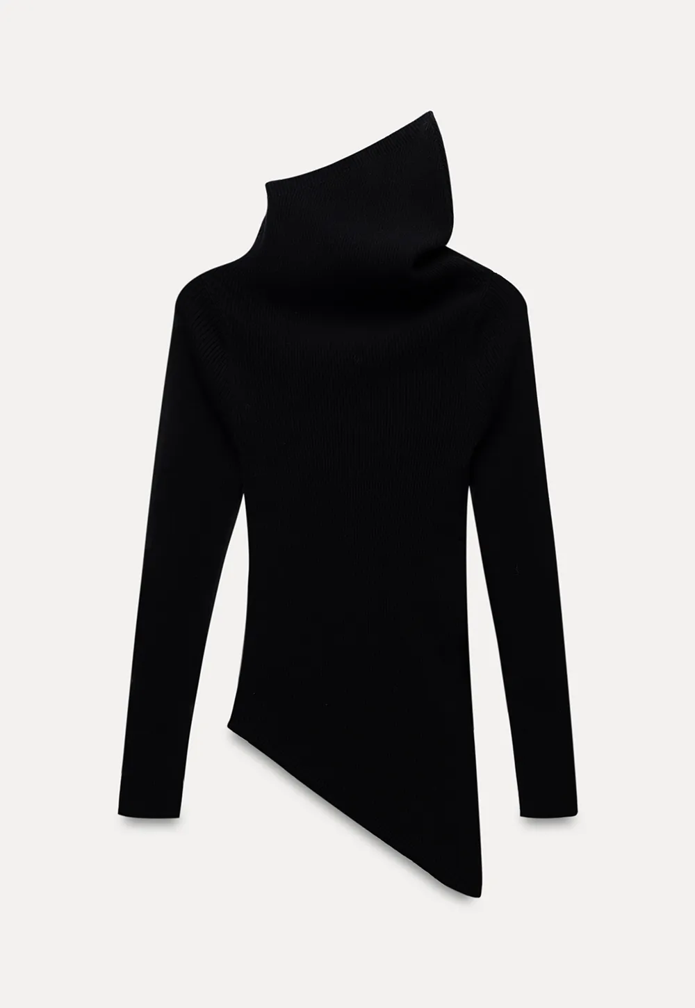 Asymmetric Turtleneck Knit Top