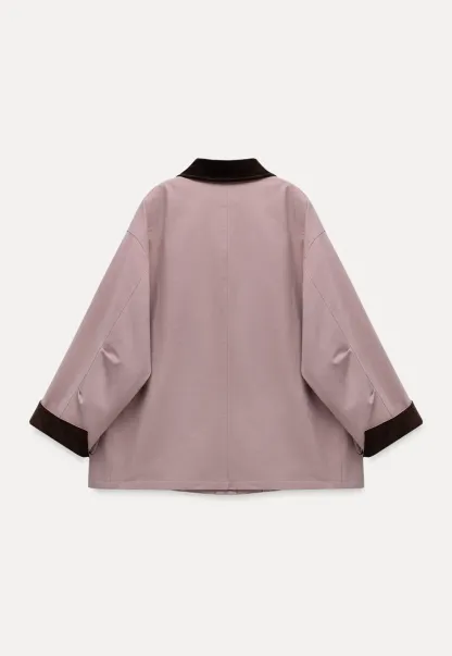 Contrast Collar Pocket Jacket