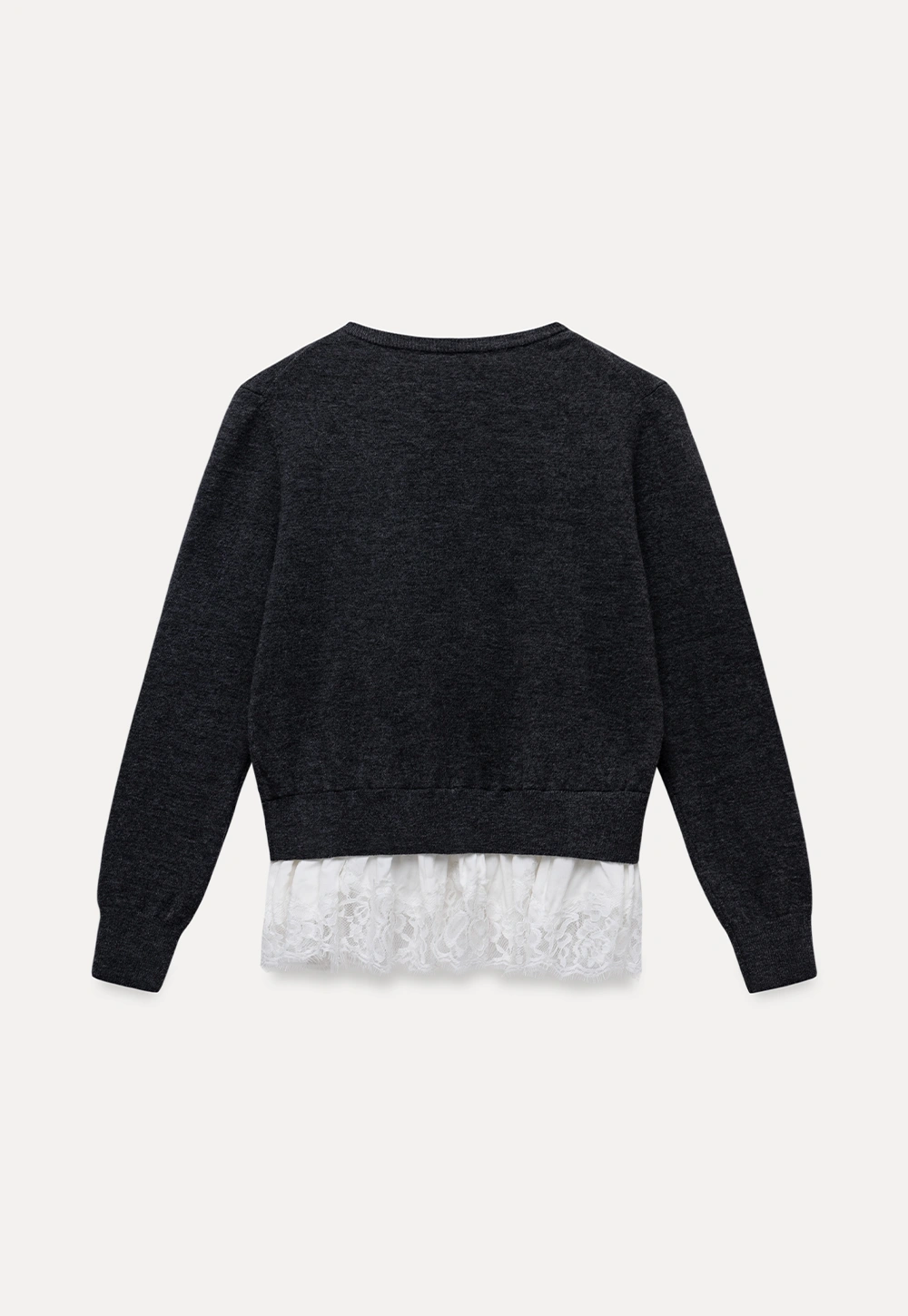 Womens Knit Sweater with Lace Hem