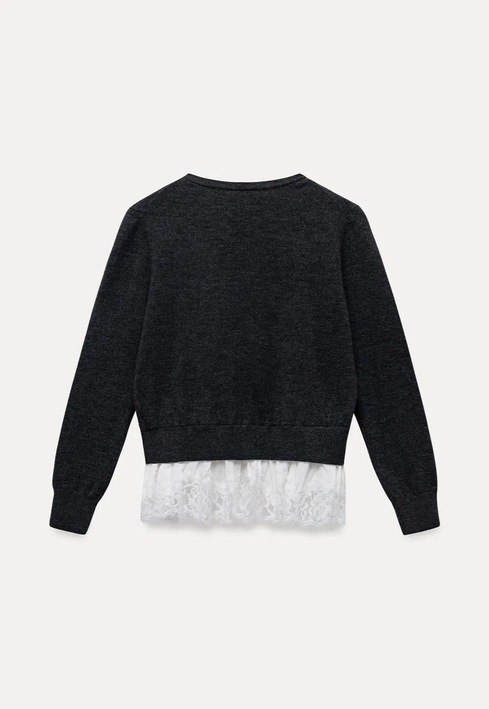 Womens Knit Sweater with Lace Hem