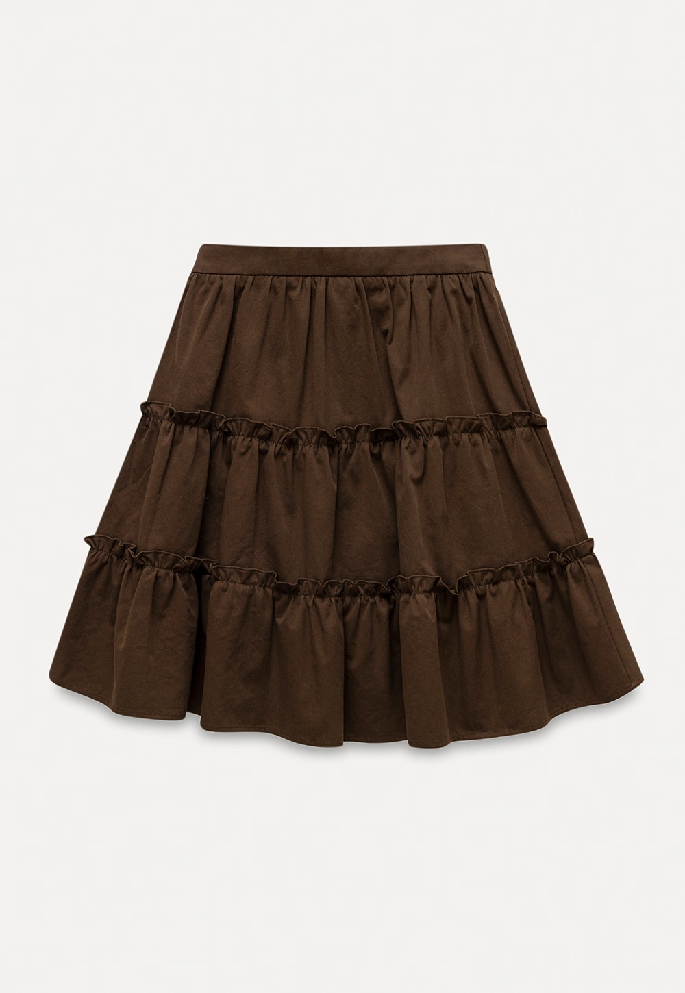 Casual Flared Midi Skirt with Layered Ruffle Detail