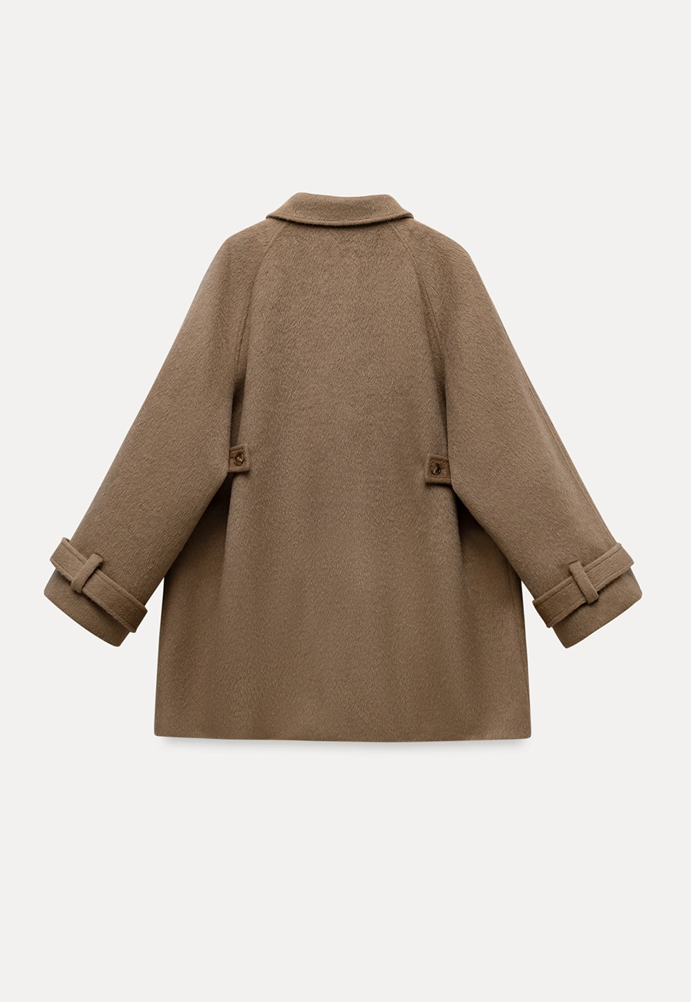 Elegant Double-Breasted Trench Style Wool Coat