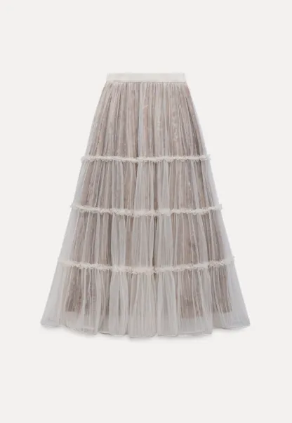 Women Romantic Layered Tulle Midi Skirt