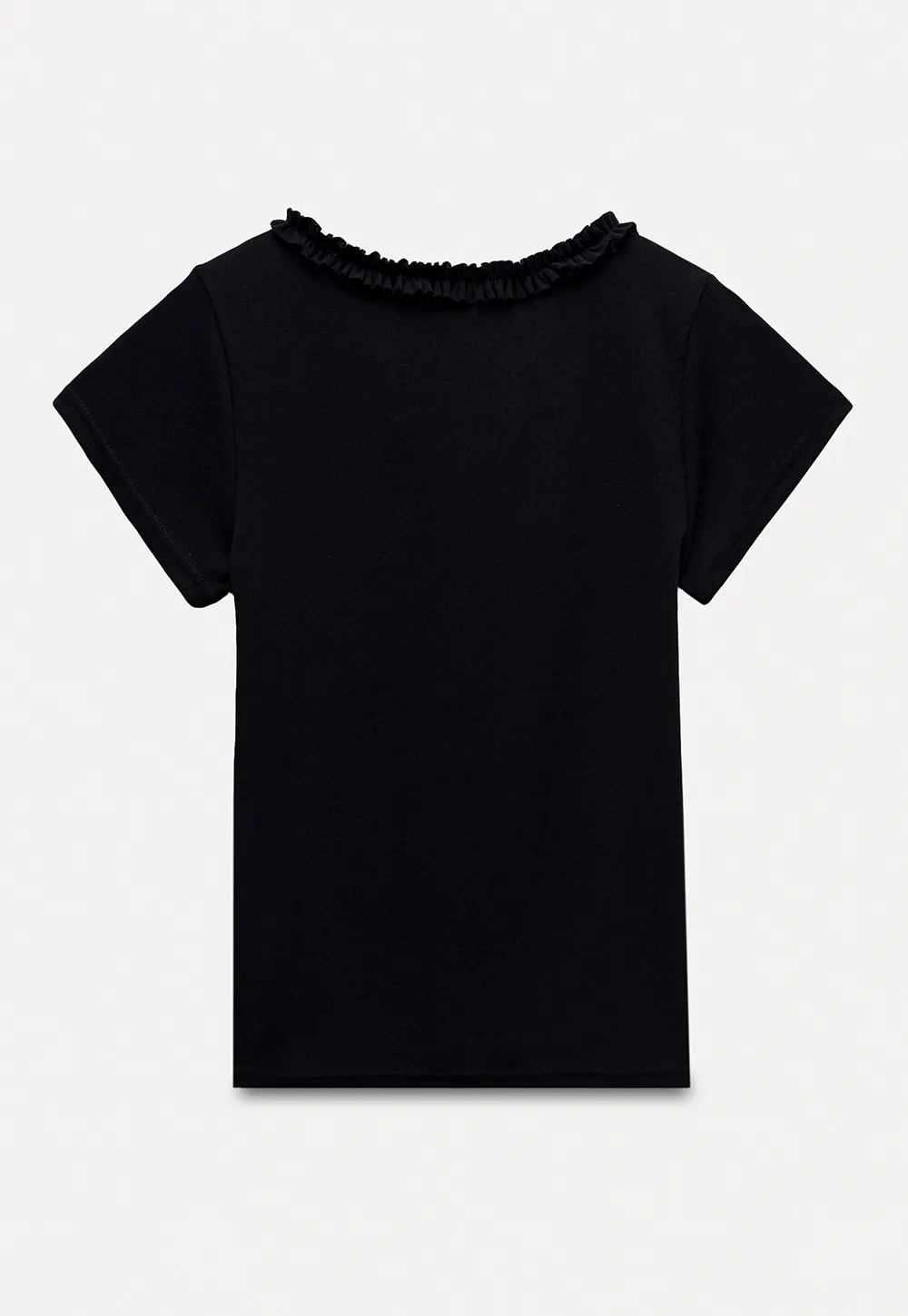 V-Ruffle Trim Fitted Top