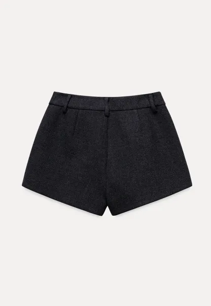 Women Elegant Pleated Shorts with Pockets High Waist