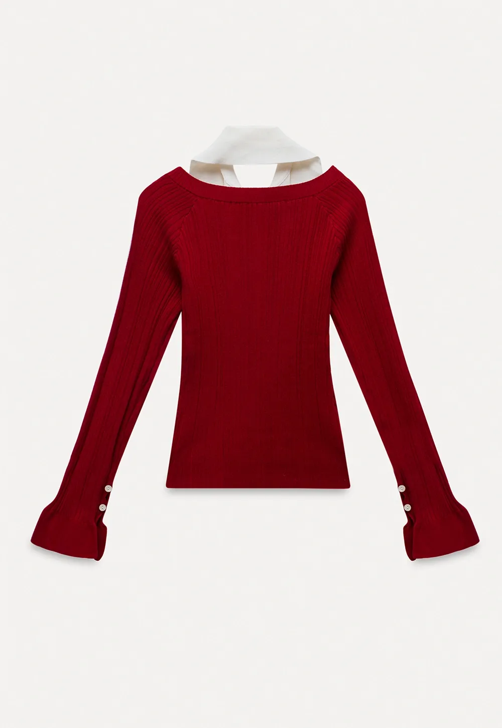 Womens Contrast Collar Cutout Knit Cardigan