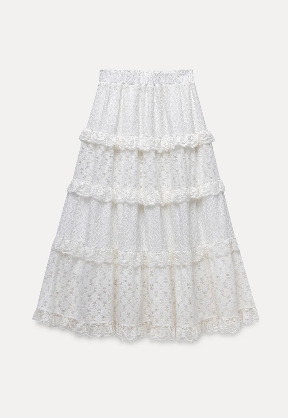 Tiered Lace Midi Skirt