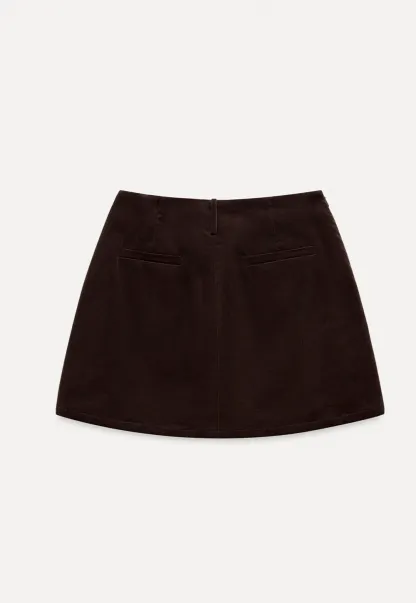 Corduroy Button Front Mini Skirt
