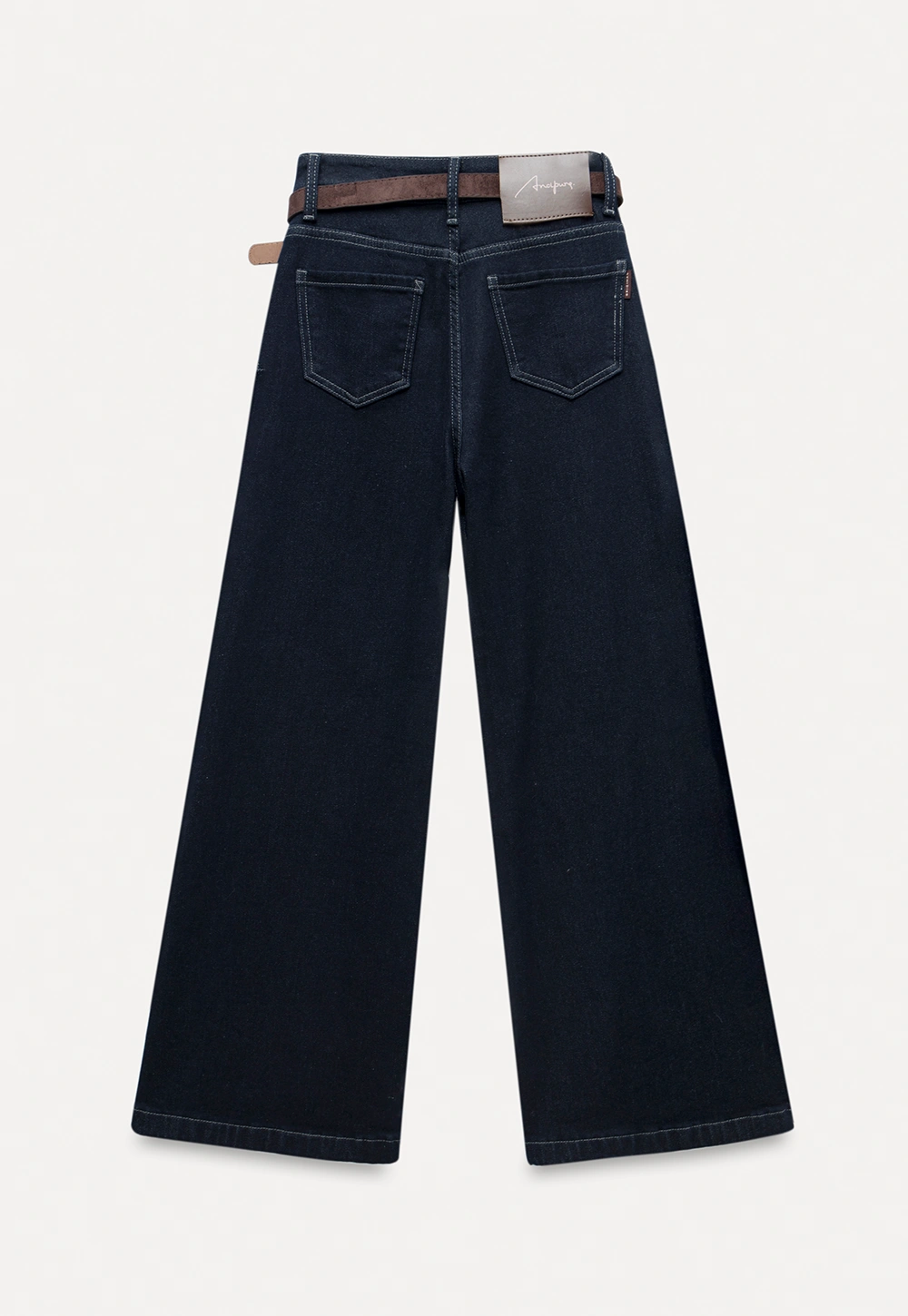 Womens High Waist Wide Leg Jeans with Belt