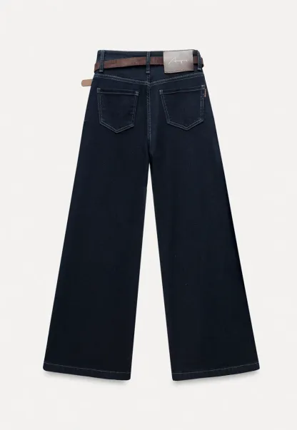 Womens High Waist Wide Leg Jeans with Belt