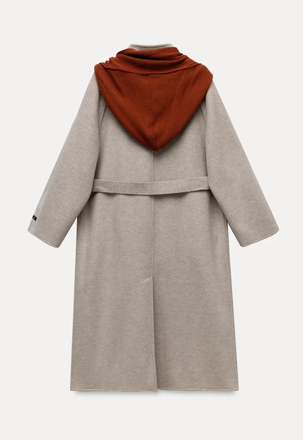 Wool Blend Belted Coat with Scarf Detail