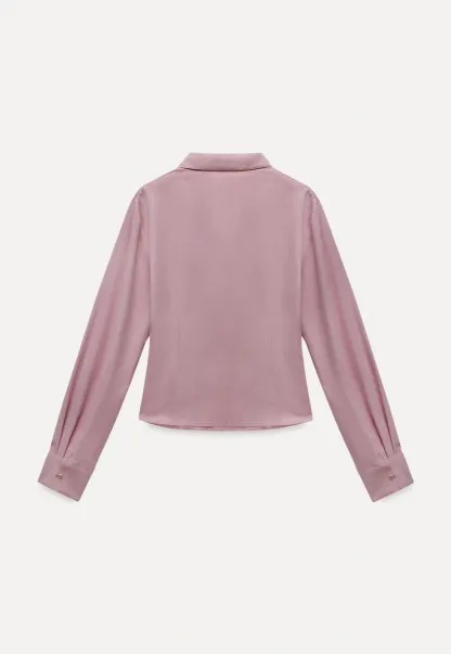 Women Satin Button Up Blouse