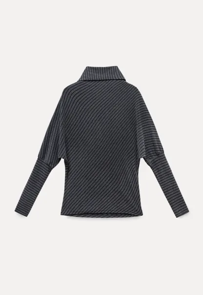 Striped High Neck Relaxed Fit Top