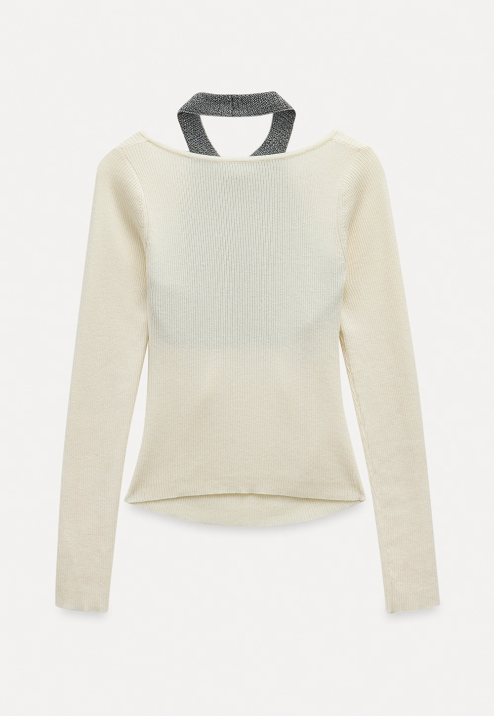 Women Cut Out High Neck Knit Pullover Slim Fit