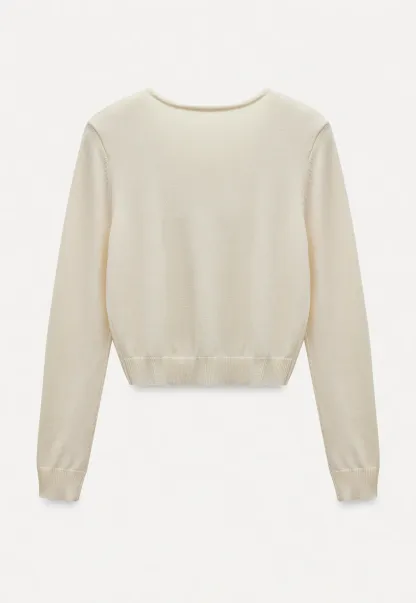 Women Sweet Style Bow Tie Long Sleeve Knitwear