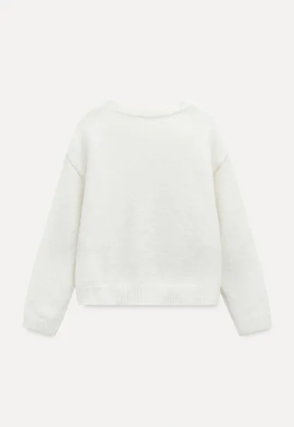 Women Basic Cream Knit Cardigan Casual Warm Sweater