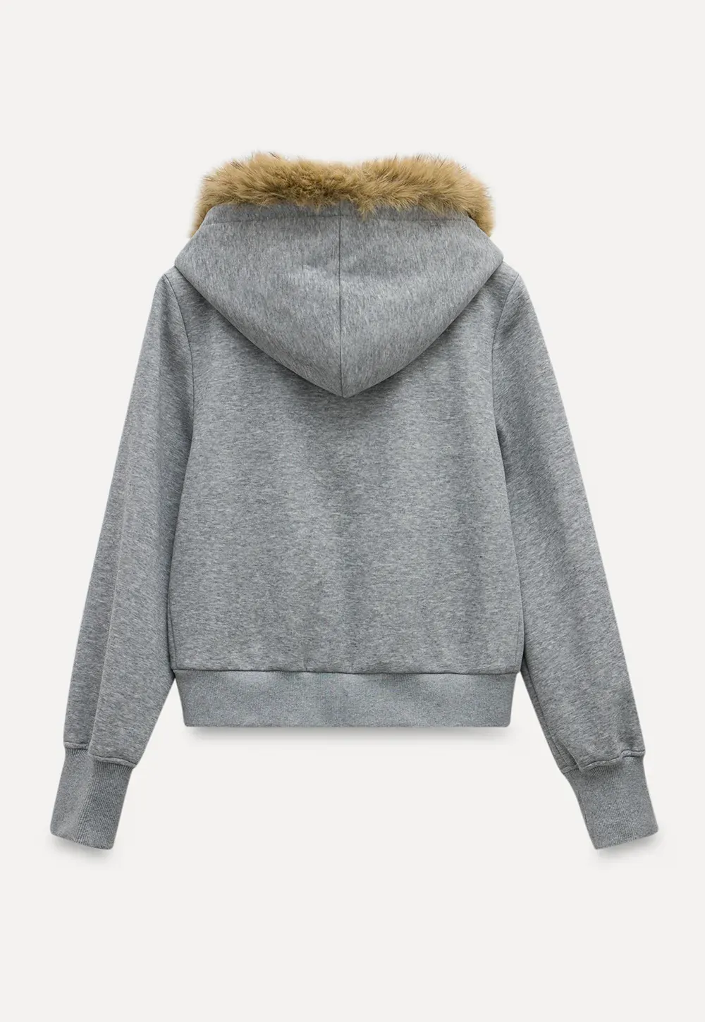 Faux Fur Trim Zip Up Hoodie
