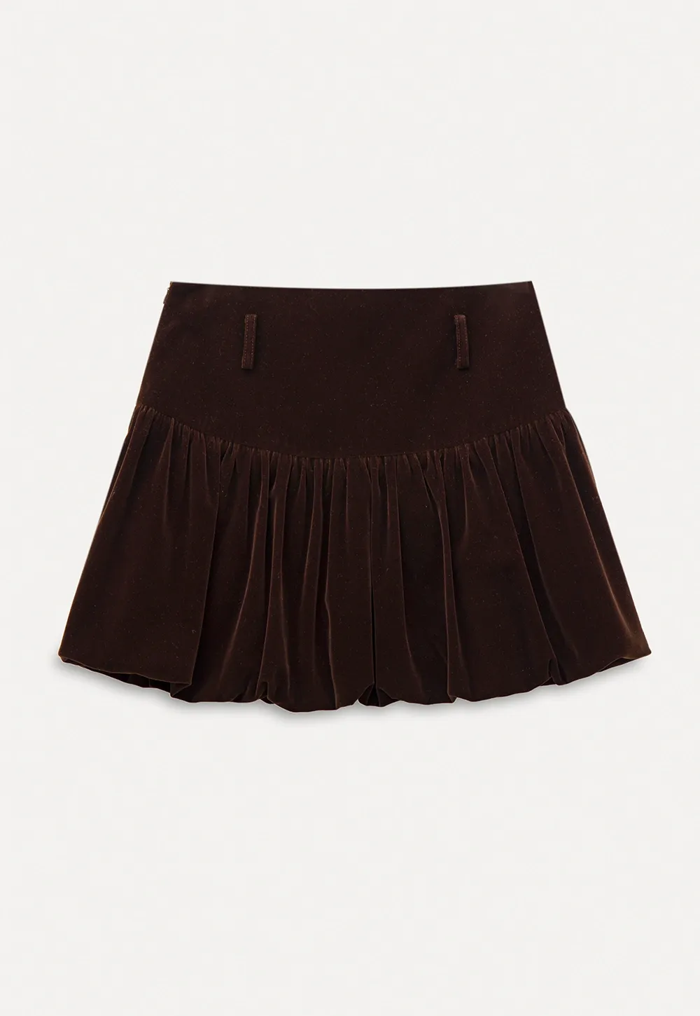 Women Velvet Bubble Hem Mini Skirt High Waist